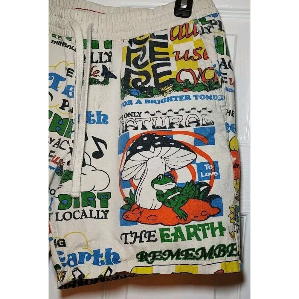 Men's Vans Eco Positivity Graphic Print Skate Beige Shorts Elastic - Small - Picture 2 of 9